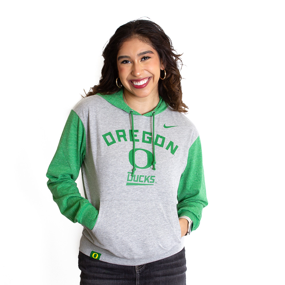 Classic Oregon O, Nike, Grey, Hoodie, Cotton Blend, Women, Legacy, Sweatshirt, 763893